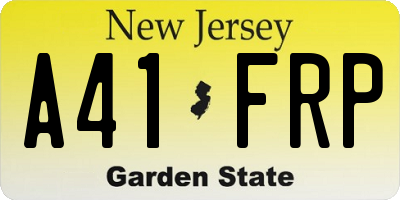 NJ license plate A41FRP