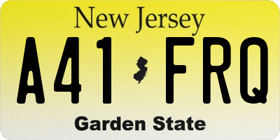 NJ license plate A41FRQ