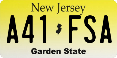 NJ license plate A41FSA