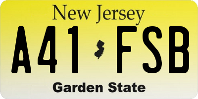 NJ license plate A41FSB