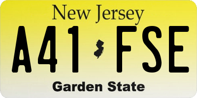 NJ license plate A41FSE