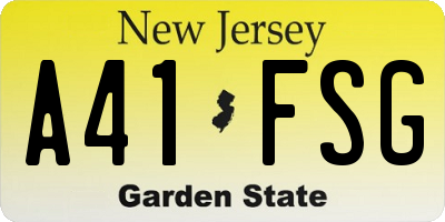 NJ license plate A41FSG