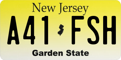 NJ license plate A41FSH