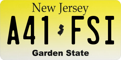 NJ license plate A41FSI