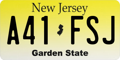 NJ license plate A41FSJ