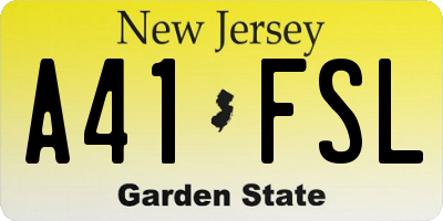 NJ license plate A41FSL