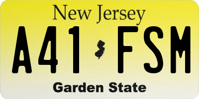 NJ license plate A41FSM