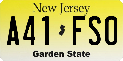 NJ license plate A41FSO