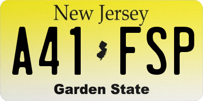NJ license plate A41FSP