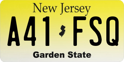 NJ license plate A41FSQ