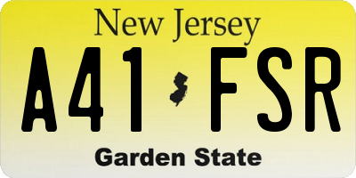 NJ license plate A41FSR