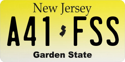 NJ license plate A41FSS