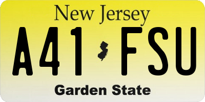NJ license plate A41FSU