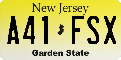 NJ license plate A41FSX