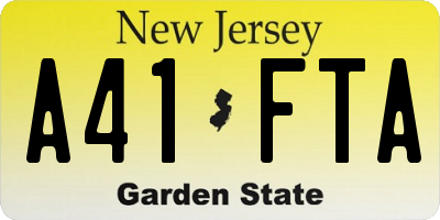 NJ license plate A41FTA