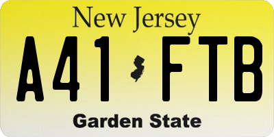 NJ license plate A41FTB