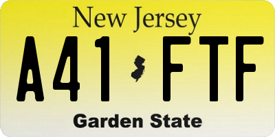 NJ license plate A41FTF