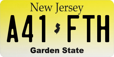 NJ license plate A41FTH
