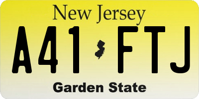 NJ license plate A41FTJ