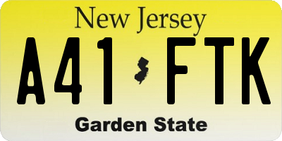 NJ license plate A41FTK