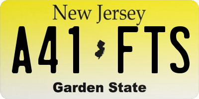 NJ license plate A41FTS