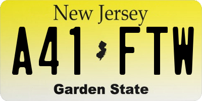 NJ license plate A41FTW