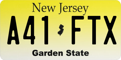 NJ license plate A41FTX
