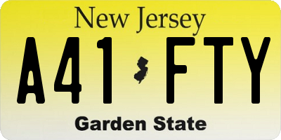 NJ license plate A41FTY