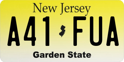 NJ license plate A41FUA