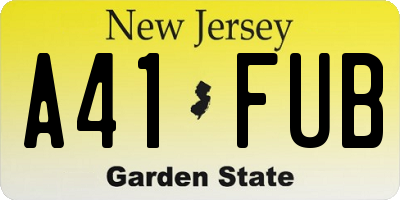 NJ license plate A41FUB