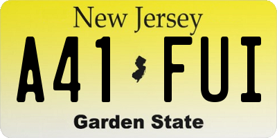 NJ license plate A41FUI