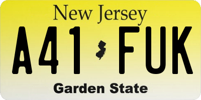NJ license plate A41FUK