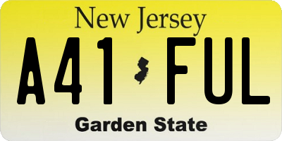 NJ license plate A41FUL