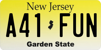 NJ license plate A41FUN