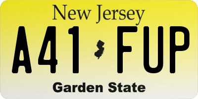 NJ license plate A41FUP