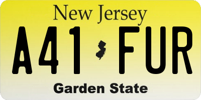 NJ license plate A41FUR