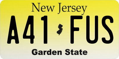 NJ license plate A41FUS