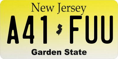 NJ license plate A41FUU