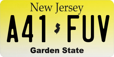 NJ license plate A41FUV