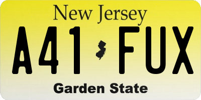 NJ license plate A41FUX