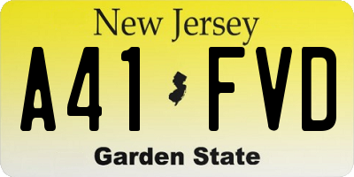NJ license plate A41FVD