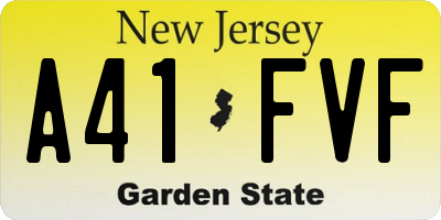 NJ license plate A41FVF