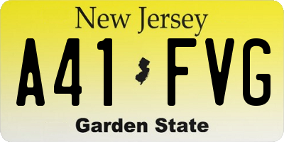 NJ license plate A41FVG