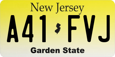 NJ license plate A41FVJ