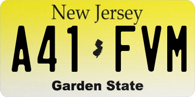 NJ license plate A41FVM