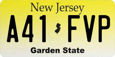 NJ license plate A41FVP