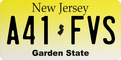 NJ license plate A41FVS