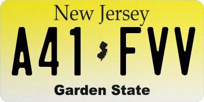 NJ license plate A41FVV