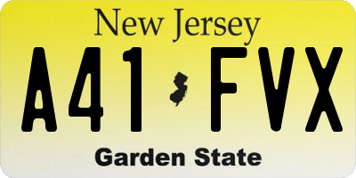 NJ license plate A41FVX