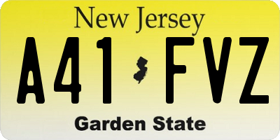 NJ license plate A41FVZ